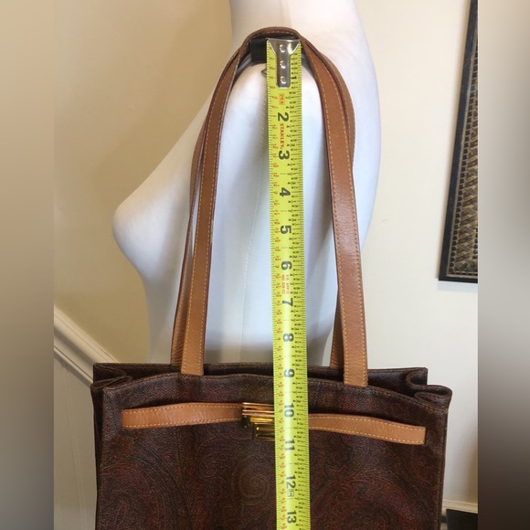 W ETRO Red Paisley Coated Canvas Vachetta Leather Laptop Briefcase Shoulder Bag - Picture 10 of 15